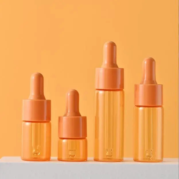 Screen Printing logo Small Glass Tube Cylinder Empty Glass Essential Oil Orange 10ml Dropper Bottle