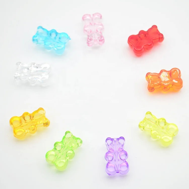 Multicolor Transparent Bear Candy Charm Beads 50pcs/bag  for Bracelet Necklace Jewelry Making