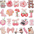 New Creative Pink Cute Fabric Cherry Bowknot Boot Iron-On Shoes Hats Bags Girl Embroidery Patches for DIY Decorative