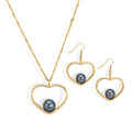 Valentine's Day Gift Gold Hawaiian Peach Heart Pendant Pearl Necklace Jewelry Set for Woman