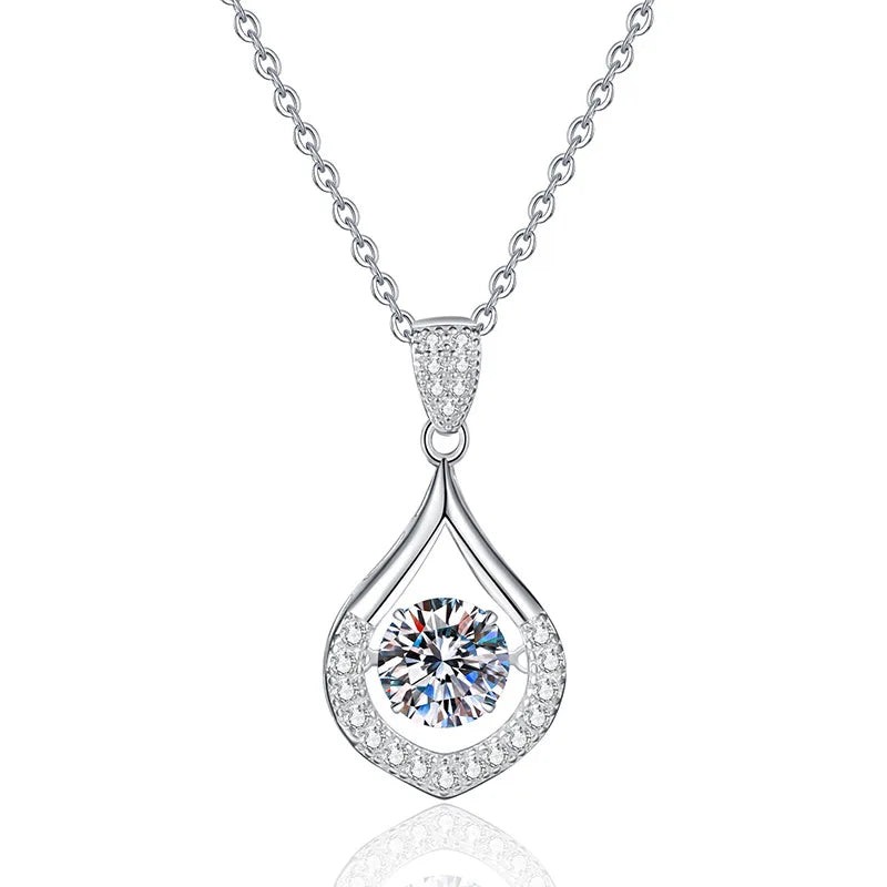 New Arrival Fashionable 925 Sterling Silver Moissanite Pendant Water Drop 1 Carat D Color Moissanite Necklace for Women MegaBDM
