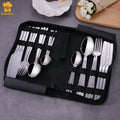 Hot Selling 24Pcs Portable Outdoor Gold-Plated Stainless Steel Cutlery Set Minimalist Classic Design for Back to School