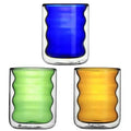 Custom 300ml Creative Wave Shape Borosilicate Double Wall Glass Cup Heat-resistant Drinkware Tea Juice Milk Glass Coffee Mug