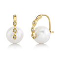 LOZRUNVE 925 Sterling Silver Pave Marquise Evil Eye Freshwater Pearl Huggie Earring Fashion Jewelry