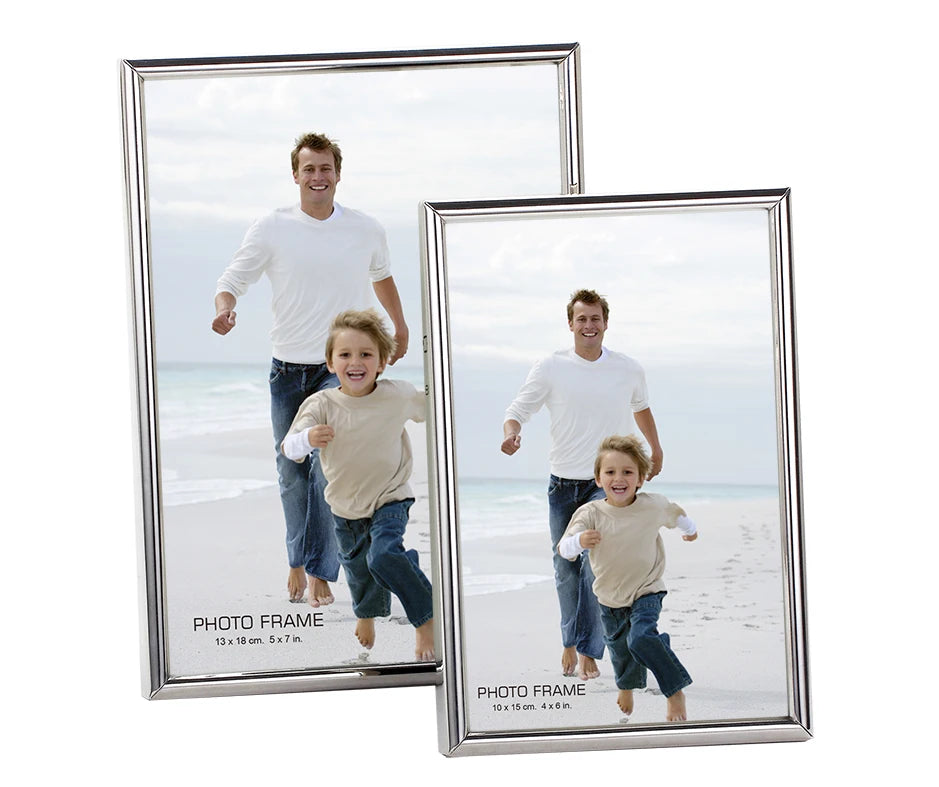 Roll Form Iron Silver Plated Thin Edge Photo Frame with MDF Backing Board Eco-Friendly Table Use Metal Frame