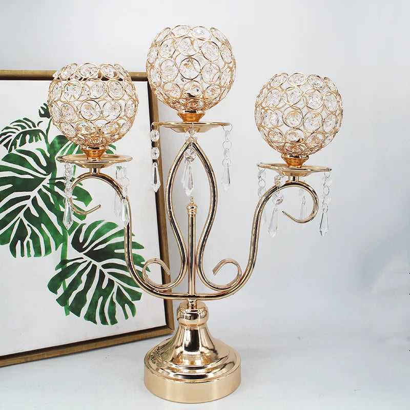 Wholesale Unique Gold Metal Candlestick Luxury Handmade Aluminium Holder with Glass Jar for Wedding Home Table Decoration Boxed