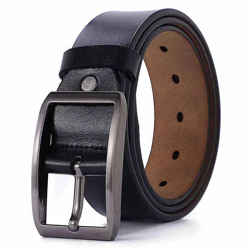 LQbelt Factory Genuine Leather Belt Men's Pin Buckle Belt Cowhide Belts for Men Male Custom Design