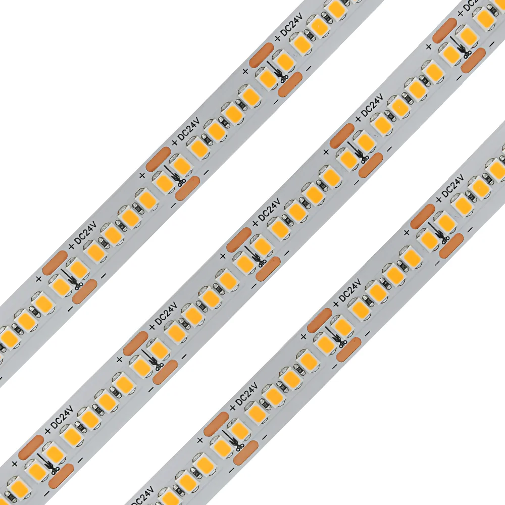 150lm/w High Efficiency Copper LED Strip 240LEDs Per Meter 10mm PCB Smd 2835 14.4W/M 24V 5m Decorative Lighting Voice Control