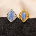 Attractive Beads Wide Stainless Steel Ring Adjustable Charm Natural Stone Inlaid Finger Jewelry for Women's Gift