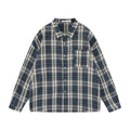 2023 Spring New Retro Loose Plaid Cotton Shirt Men's Casual Business square Collar Shirt