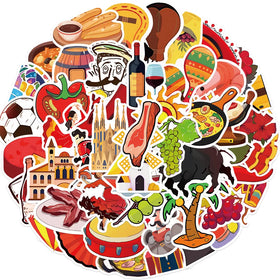50PCS Spain style cartoon food traditional culture Spanish sticker