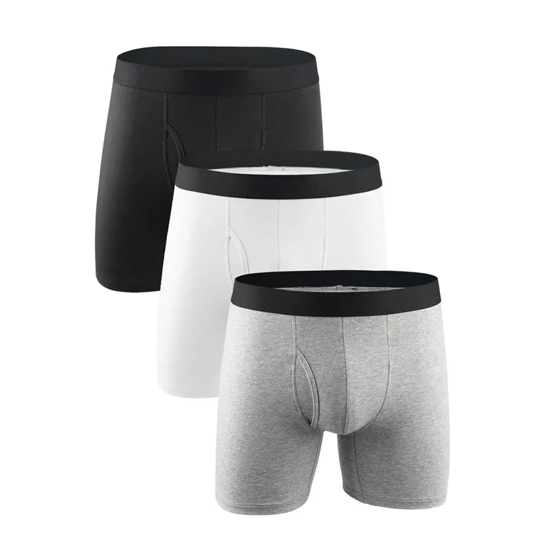 Men's Sports Boxer Shorts Solid Color Pure Cotton Briefs Seamless Breathable and Sustainable Mid-Rise Underwear