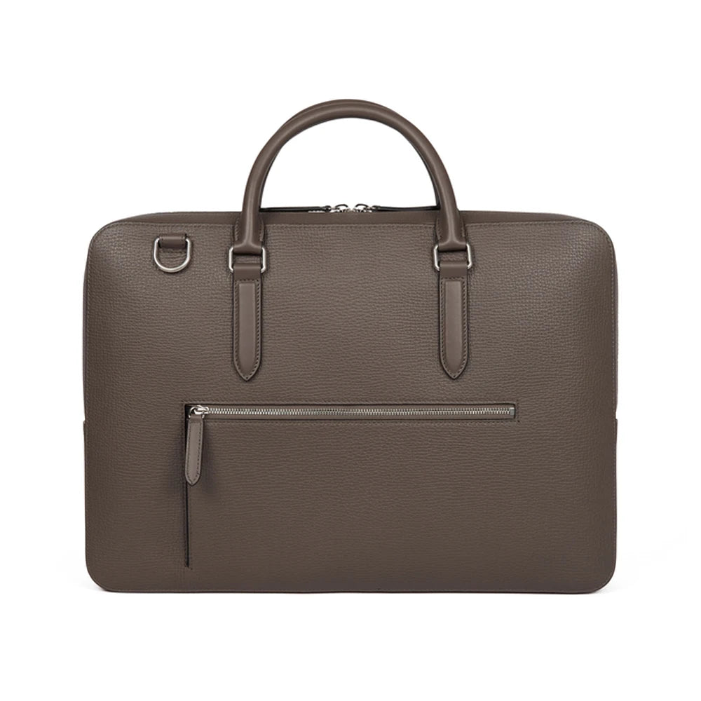 Custom Logo Waterproof Vintage Berifcase Sling Bag Genuine Leather Laptop Bag With Zipper Business Travel Bag for Men