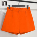 Customized Logo New Product Women Fashion Front Button Loose High Waist Blazer Shorts