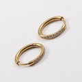 Fenny 18K Gold-plated Wholesale Waterproof Luxury Boho Colorful Zirconia Half Pave Huggie Stainless Steel Earring for Women