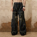 Custom Heavy Craft Denim Pants Antique Boyfriend Jeans Oversized Y2k Streetwear Men Cargo Pants