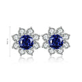 Wholesale S925 Silver Lab Grown Sapphire Stud Earrings Simple Sunflower Shape Fashion Jewelry for Engagement Anniversary Gift