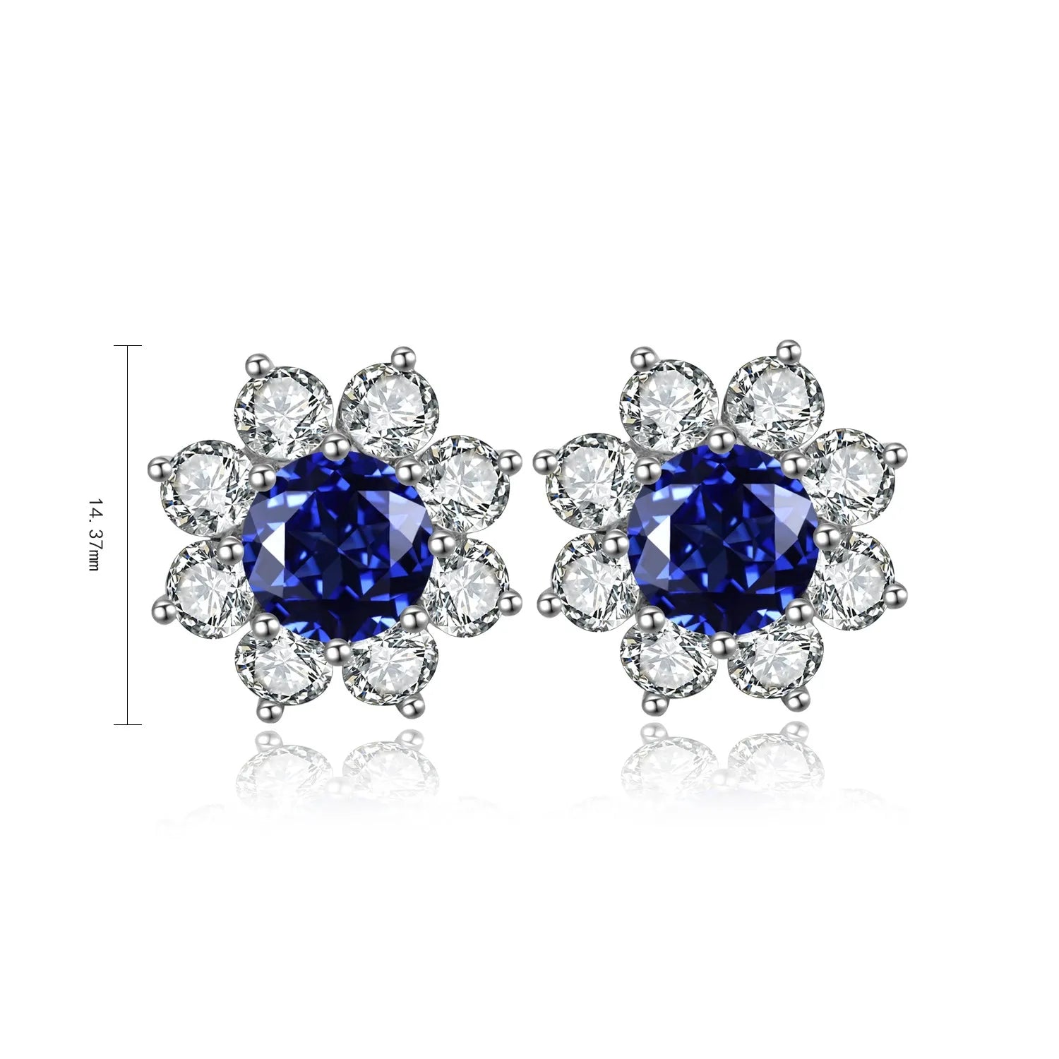 Wholesale S925 Silver Lab Grown Sapphire Stud Earrings Simple Sunflower Shape Fashion Jewelry for Engagement Anniversary Gift