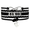 Infinity Love Double Heart Charm Leather Wrap Bracelets for Women Family Gifts for Aunt Auntie Niece Nephew Baby-Foot Feet