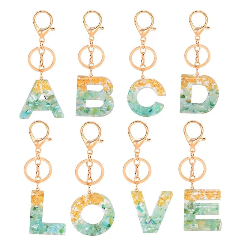 Multicolor Letter a - Z Initial Letter Resin Keychain Accessories Cute Premium Bag Charm for Women Girls