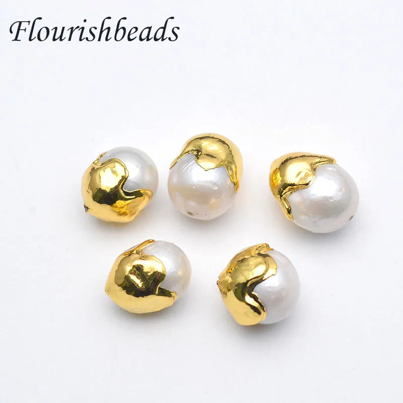 Wholesale Freshwater Pearl Beads with Golden Capped Baroque Pearls Charms DIY Necklace Bracelets for Jewelry Making