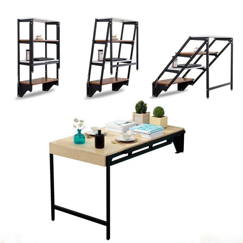 HOMEMORE Modern Multifunctional Space-Saving Convertible White Wall-Mounted Folding Table for Computer Desk Study Dining Table