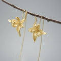 Lotus Fun Handmade Real 925 Sterling Silver 18k Gold Plated Elegant Feminine Flower Earring Lady Fine Jewelry for Women