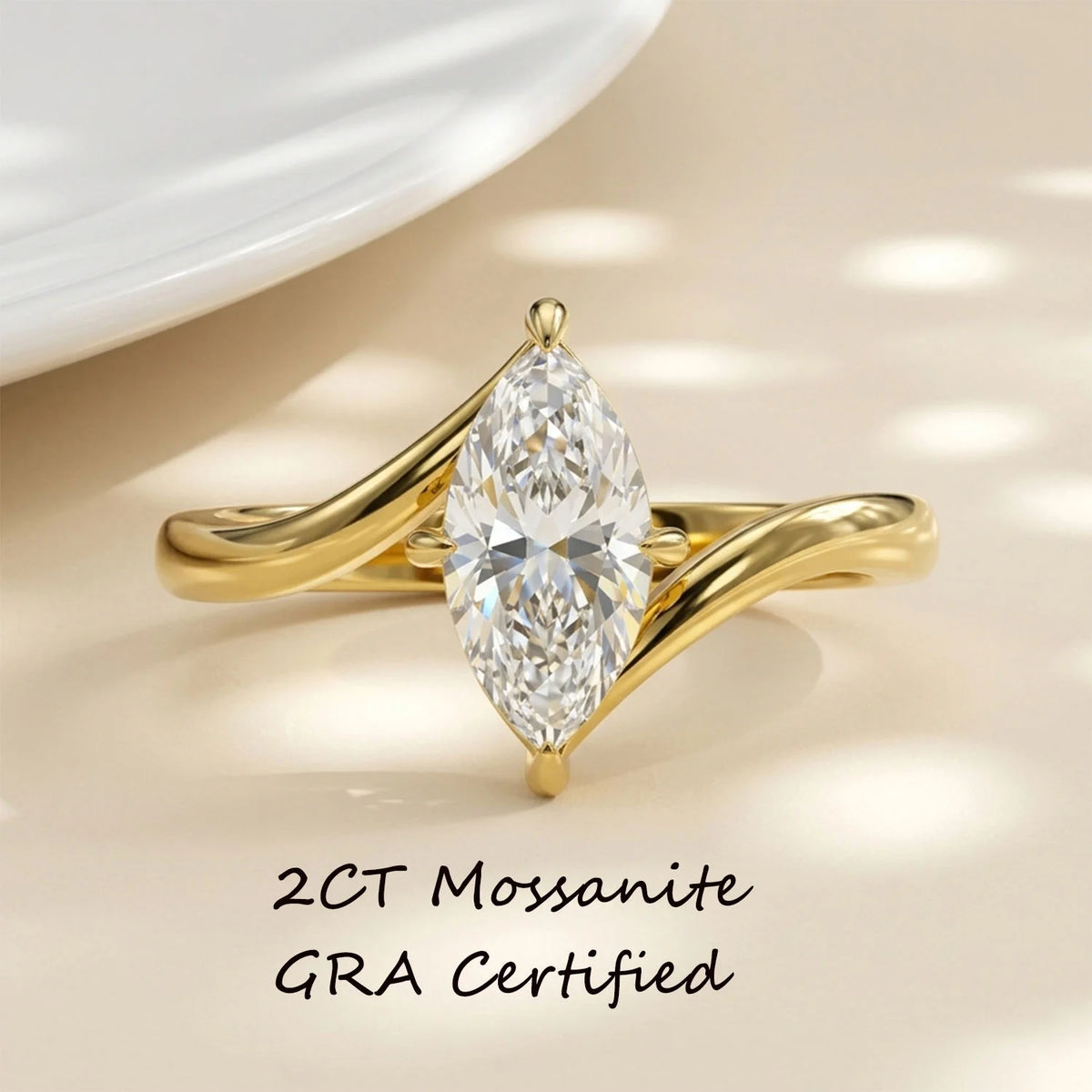 925 Sterling Silver Marquise Cut Moissanite Ring 3 Carat GRA Certified 14K Gold Plated Engagement Jewelry Wholesale Supplier MegaBDM