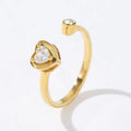 Hot Selling Classic Design Stainless Steel Plated 18K Gold White Heart Zircon Open Ring