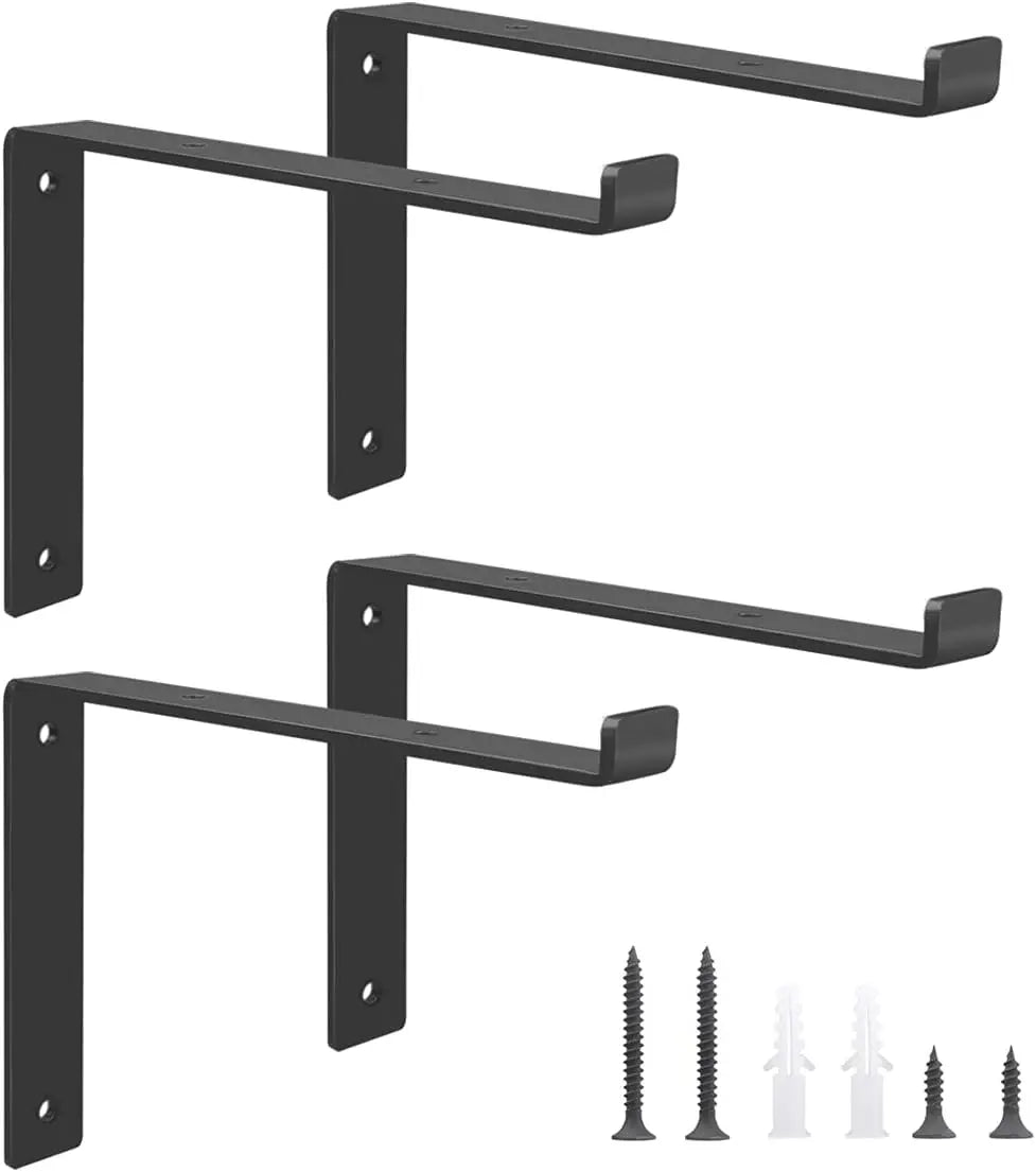 200 mm Vintage Angle Vintage Metal Shelf Brackets Black Wall Books Shelf Bracket for Industrial Garage Workshop Triangle Bracket