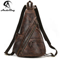 AndoBag Fashion Backpack for Men Crazy Horse Leather Vintage Chest Bag Genuine Cowhide Shoulder Crossbody Bag 5001