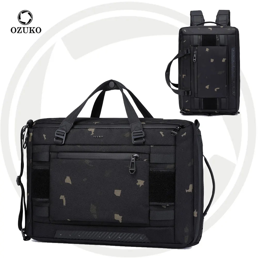 OZUKO 9749 Laptop Waterproof Backpack Durable Polyester Briefcase with Handle Waterproof Crossbody Messenger Bag Letter Pattern