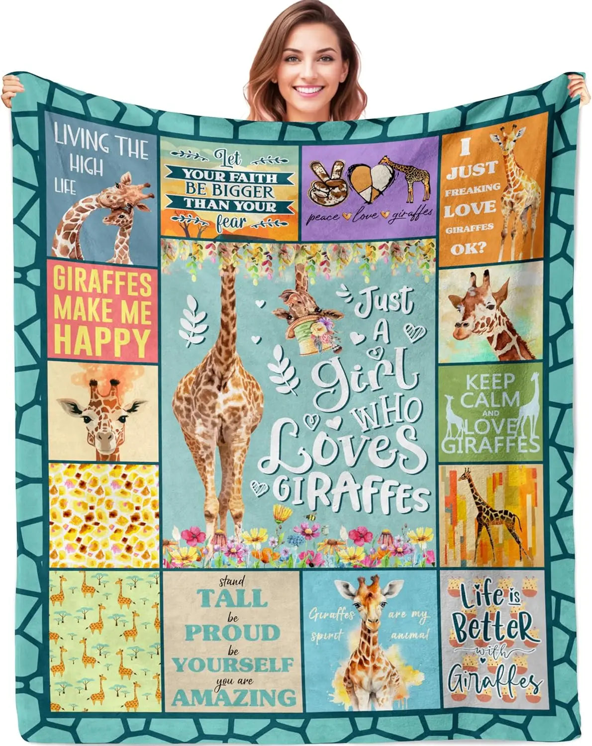 Factory Cheap Wholesale Woven Printed Christmas Giraffe Character Fleece Blanket Gifts Home Decor Cloudy Soft Nordic Stripe