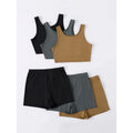 E221302 Womens Sleeveless Crop Top Short Sets Two Piece Set Women Summer Clothing Customized Short Sets Women Two Piece