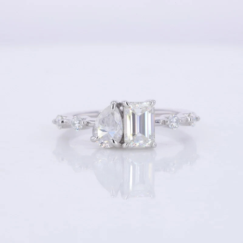 Starsgem Customized Pear Emerald Cut DEF VS Real Lab Created Diamonds Silver & Gold Rings New Designs Wedding Gift Occasions