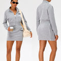 Custom Ladies Women's Two 2 Piece Sets Solid Jacket Top Skirt Suit Dress Set Women Clothing Two Piece Skirt Set Women Tracksuit