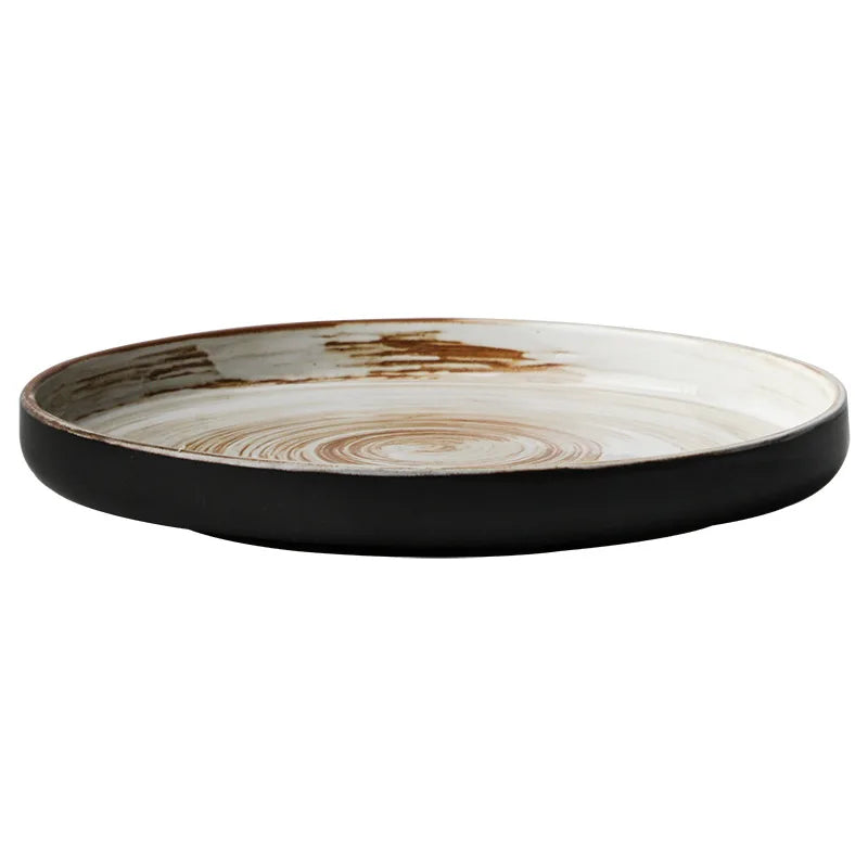 Vintage Rustic Antique Design Ceramic Dinnerware Plate Eco-Friendly Glaze Porcelain Dishes for Banquet Restaurant Hotel