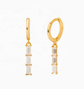 LOZRUNVE Gold Jewelry Custom Wholesale 925 Sterling Silver Colored Baguette Bar Drop Huggie Earring