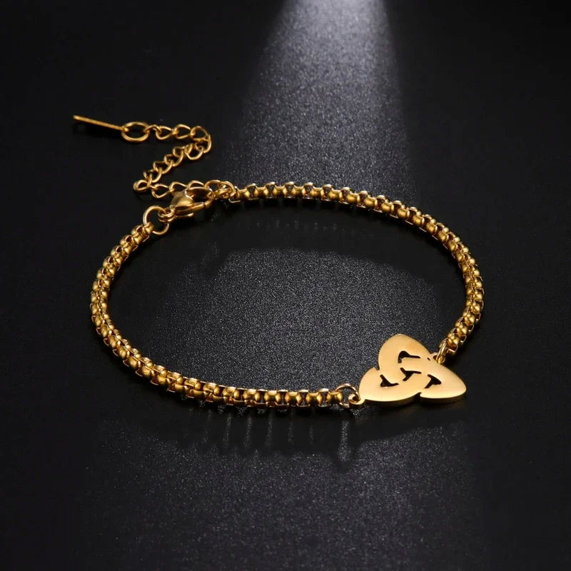 Celtics Irish Knot Bracelets Amulet Triquetra Charm Bracelets Stainless Steel Jewelry Gift for Women Friends