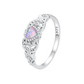 925 Sterling Silver Romantic Pink Opal Ring Zircon Plating Rings for Women Fine Jewelry Anniversary Birthday Gifts BSR512
