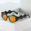 0197 2023 New Black Yellow Irregular Luxury Vintage Sunglasses Personality Wave Legs Glasses Fashion Sunglasses Female