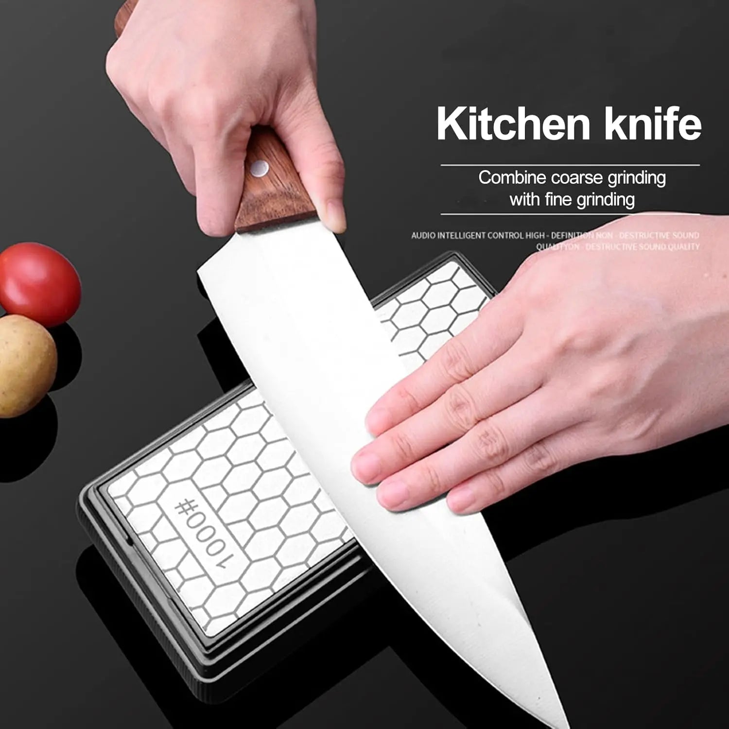 Double Sided Diamond Whetstone Knife Sharpener Stone Honeycomb Surface Plate with Non-Slip Base 400/1000 Grit