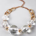 2024 New Fashion Clear Crystal Ball Gold Ccb Silver Color Exaggerated Glamour Crystal Ball Necklace for Women