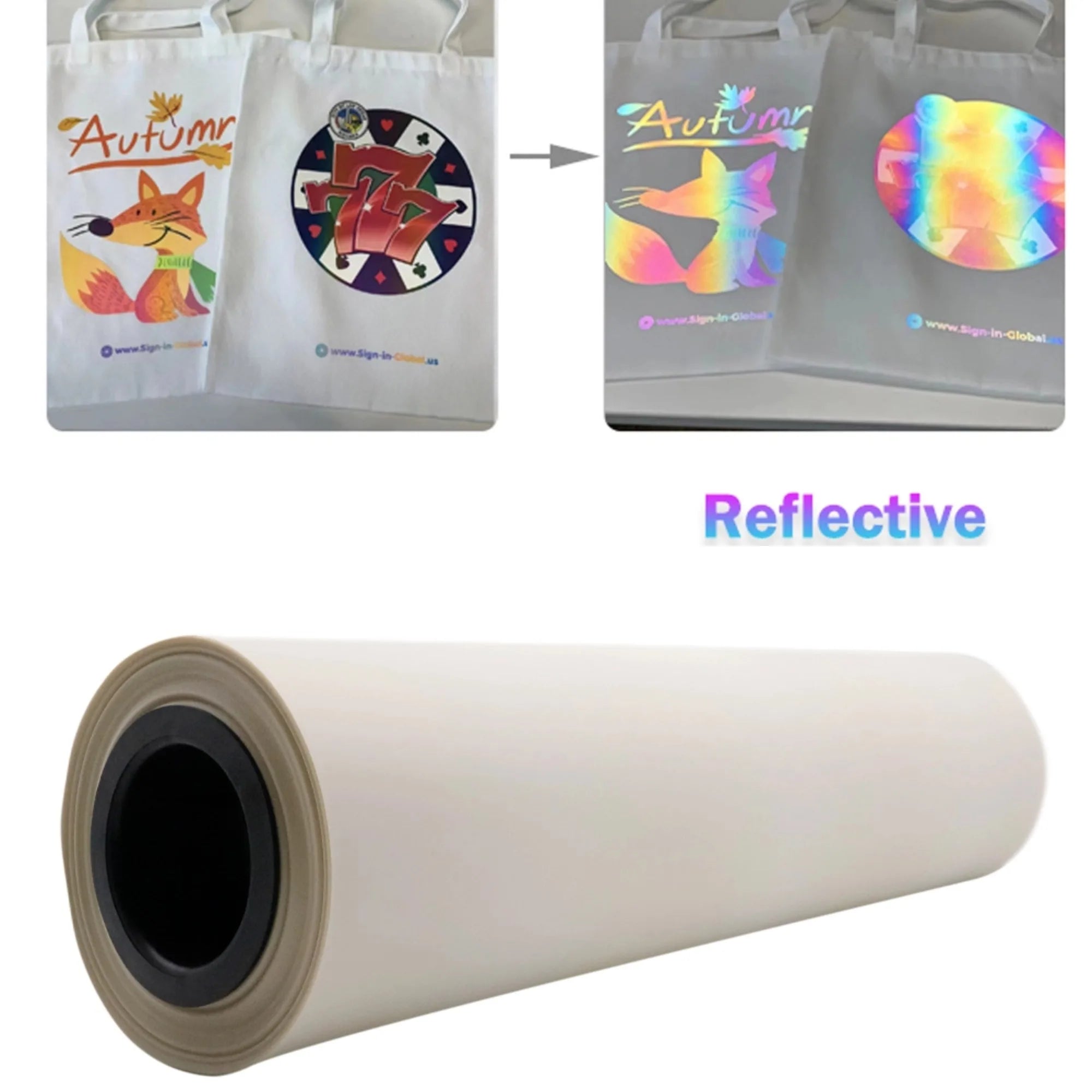 Spain Stock 13in / 23.6in DTF Reflective Colorful DTF Film Roll Cold Peel DTF Special Transfer Film for T-shirt Garment Printing