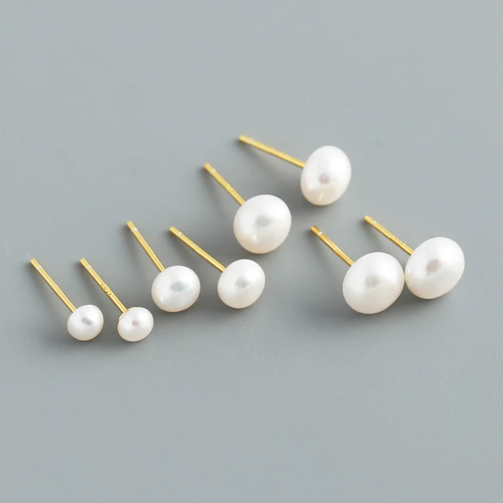 Irregular Women 18K Gold Plated Real Natural 925 Sterling Silver Stud Drop Hoop Fine Jewelry Freshwater Baroque Pearl Earrings