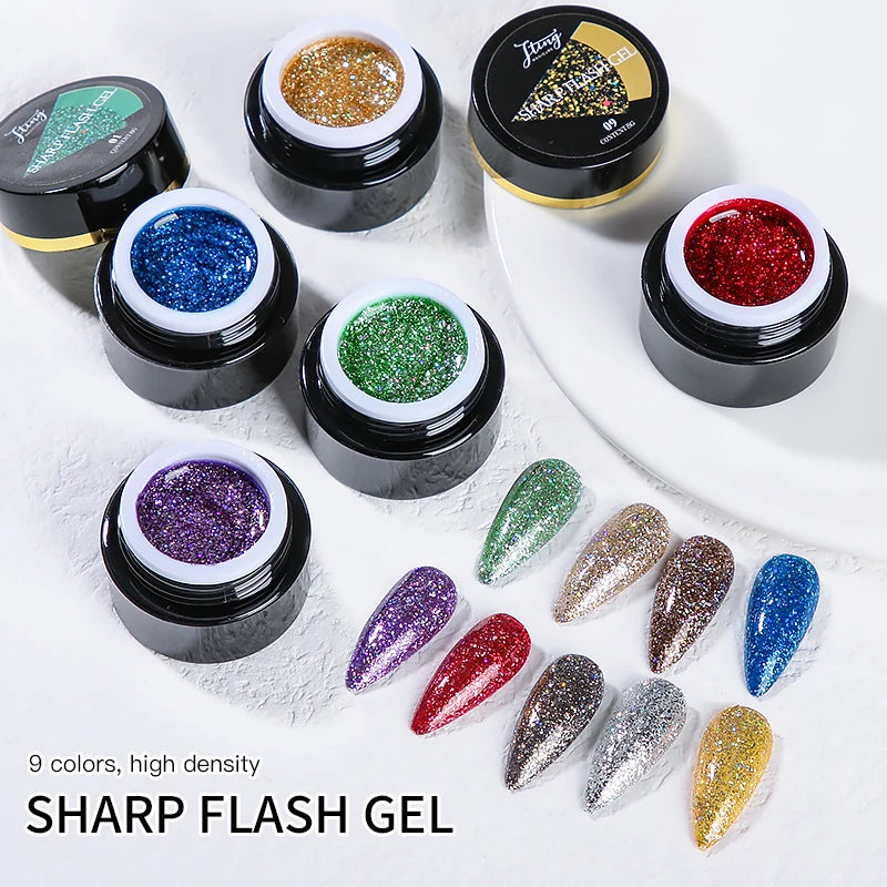 JTING Hot Popular Style 9colors Highdensity Diamond Flash Gel Nail Polish Professional Nail Salon Uv Glitter Nail Gel Polish