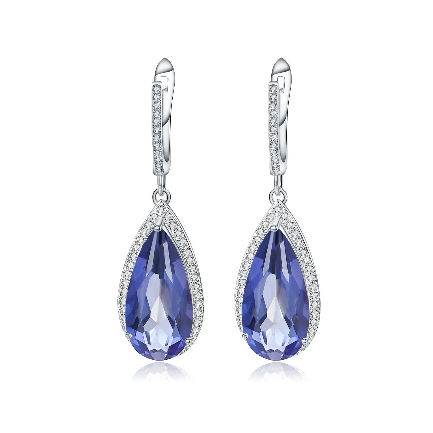 A2957 Abiding Water Drop Natural Iolite Blue Mystic Quartz Simple Earrings 925 Sterling SilverJewelry Women Earrings