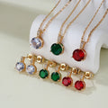 Wholesale Trending Cubic Zirconia Fashion 18k Gold Plated Necklace and Earring Jewelry Sets for Women
