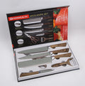 ER EVERWEALTH 6pcs Non Stick Kitchen Knife Set With Wooden Holder Stainless Steel Cooking Knife