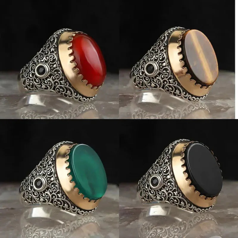 Exquisite Jewelry Hot Sale Retro Popular Fashion Punk Rings Personality Charm Four Color Diamond Rings for Men